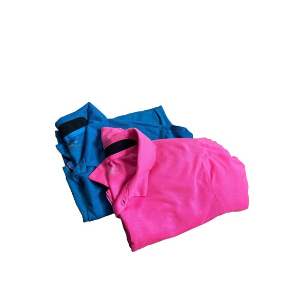 Nike Golf Tour Performance Drifit Polo lot of 2 Shirt Mens Blue & Pink L - Picture 10 of 10